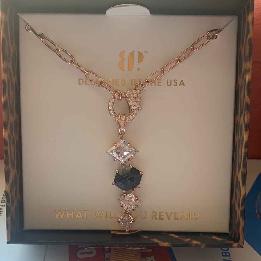 BP Rose Gold and onyx sandstone Pendant Necklace